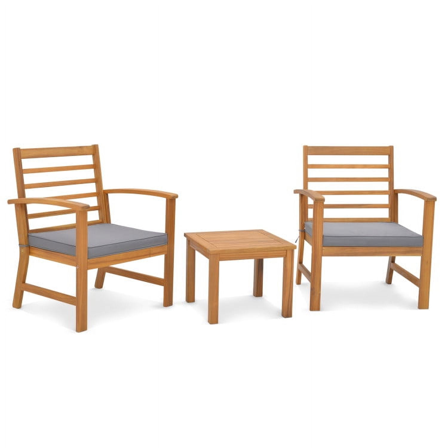 Aimee Lii 3 Pieces Outdoor Furniture Set with Stable Acacia Wood Frame, Patio Furniture Sets, Gray