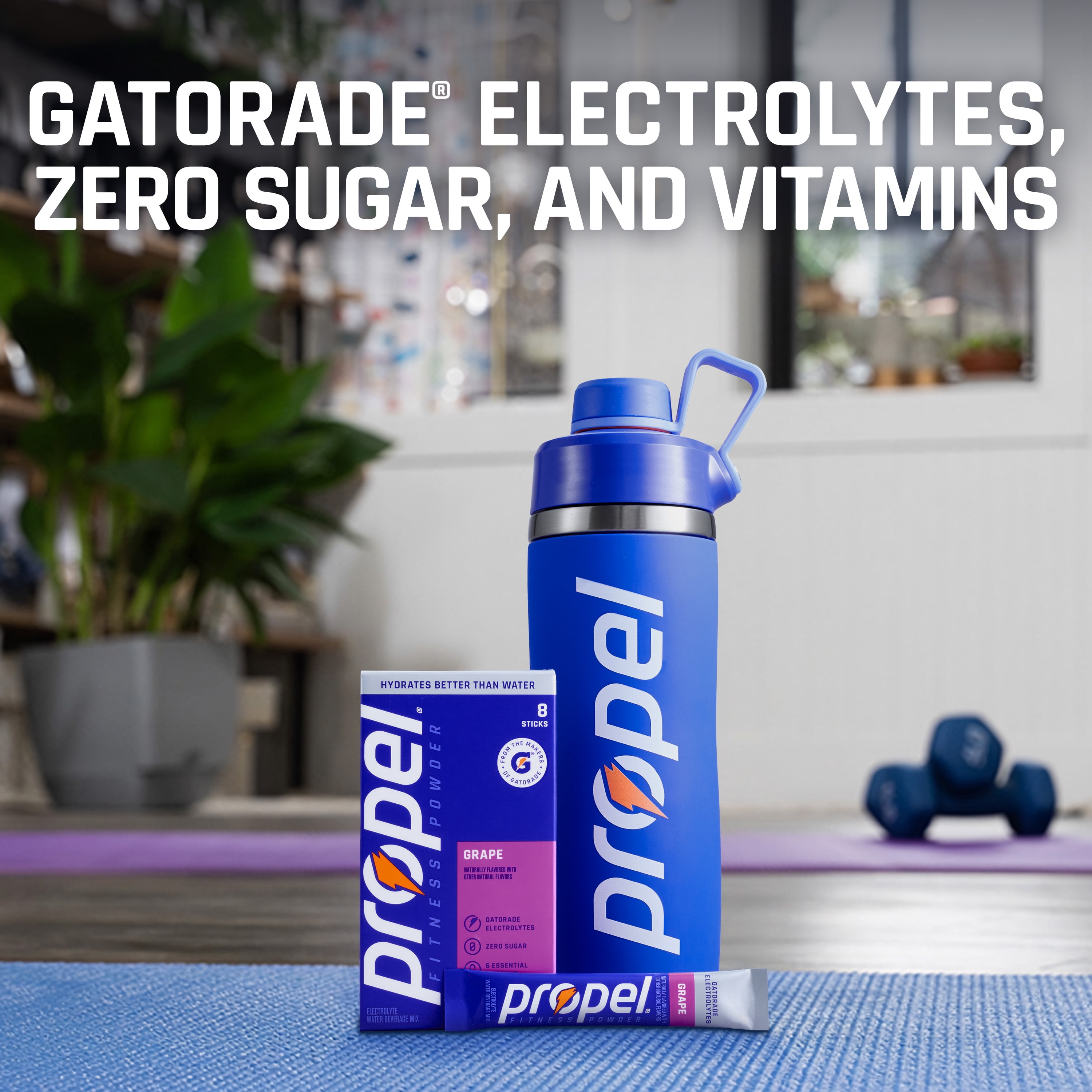 (3 pack) Propel Zero Sugar Black Cherry, On the Go Packs, Electrolyte Powder Drink Mix, 0.11 oz, 8 Count packets