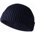 thumbnail image 2 of Morttic Trawler Beanie Hats Knit Cuff Beanie Roll-Up Edge Skull Cap Fisherman Beanie for Men Women (Navy), 2 of 6