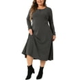 thumbnail image 2 of Agnes Orinda Plus Size Shirt Dress for Women Crew Neck Button Long Sleeve Casual Dresses with Pockets 4X Dark Gray, 2 of 6