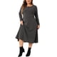 thumbnail image 2 of Vestido de camisa de talla grande Agnes Orinda para mujeres, cuello redondo, con botones, mangas largas, vestido casual con bolsillos 3X gris oscuro, 2 of 6