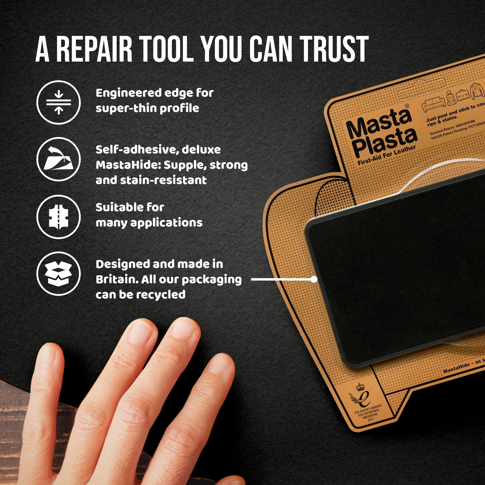 Instant MastaPlasta Suede Premium Repair Patch. Tan Suede 8in x 4in /20cm x 10cm. Premium Self-Adhesive Suede Upholstery Patches for Sofas, Car Interiors, Bags, Shoes & More
