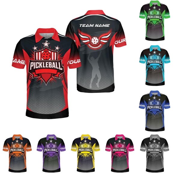 Personalized Pickleball Polo Shirts, Pickleball Shirt 3D, Pickleball Shirts, Funny Pickleball Shirts for Team New (Red, S)