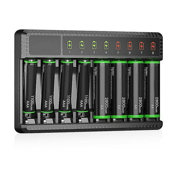 Universal 8 Slots Fast Battery Charger compatible with Aa Aaa Ni mh Rechargeable Batteries Fk