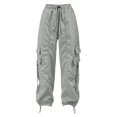 thumbnail image 6 of CONZONE Womens Cargo Pants Wide Leg Elastic Waist Drawstring Jogger Pants With Pockets Summer Fall Baggy Trousers For Women, 6 of 6