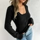 thumbnail image 5 of Sudadera con capucha para mujer,Suéter de punto con cuello en V para mujer, jersey informal de manga larga, blusa de poliéster, corte holgado para uso diario, sopatenor, 5 of 9
