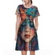 thumbnail image 1 of Balery Bohemian Colorful Flower Woman Vestidos sueltos de manga corta para mujer, vestidos de verano 2025, vestidos casuales de corte A con vuelo., 1 of 6