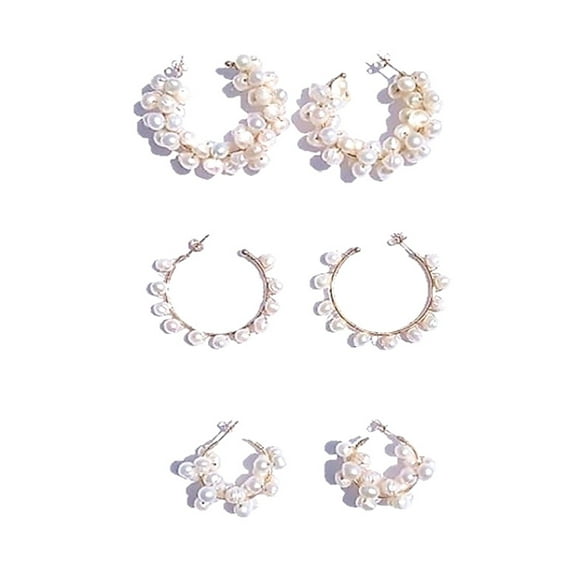 Aretes de Perlas Cultivadas GREG J.M. Chapa Oro 3 Pares