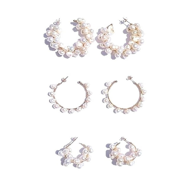 Aretes de Perlas Cultivadas GREG J.M. Chapa Oro 3 Pares
