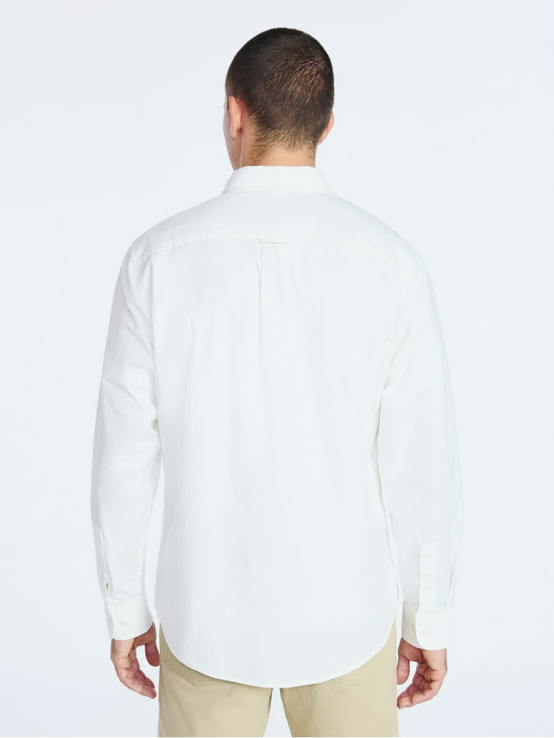 Free Assembly Men's Oxford Woven Shirt with Long Sleeves Cotton