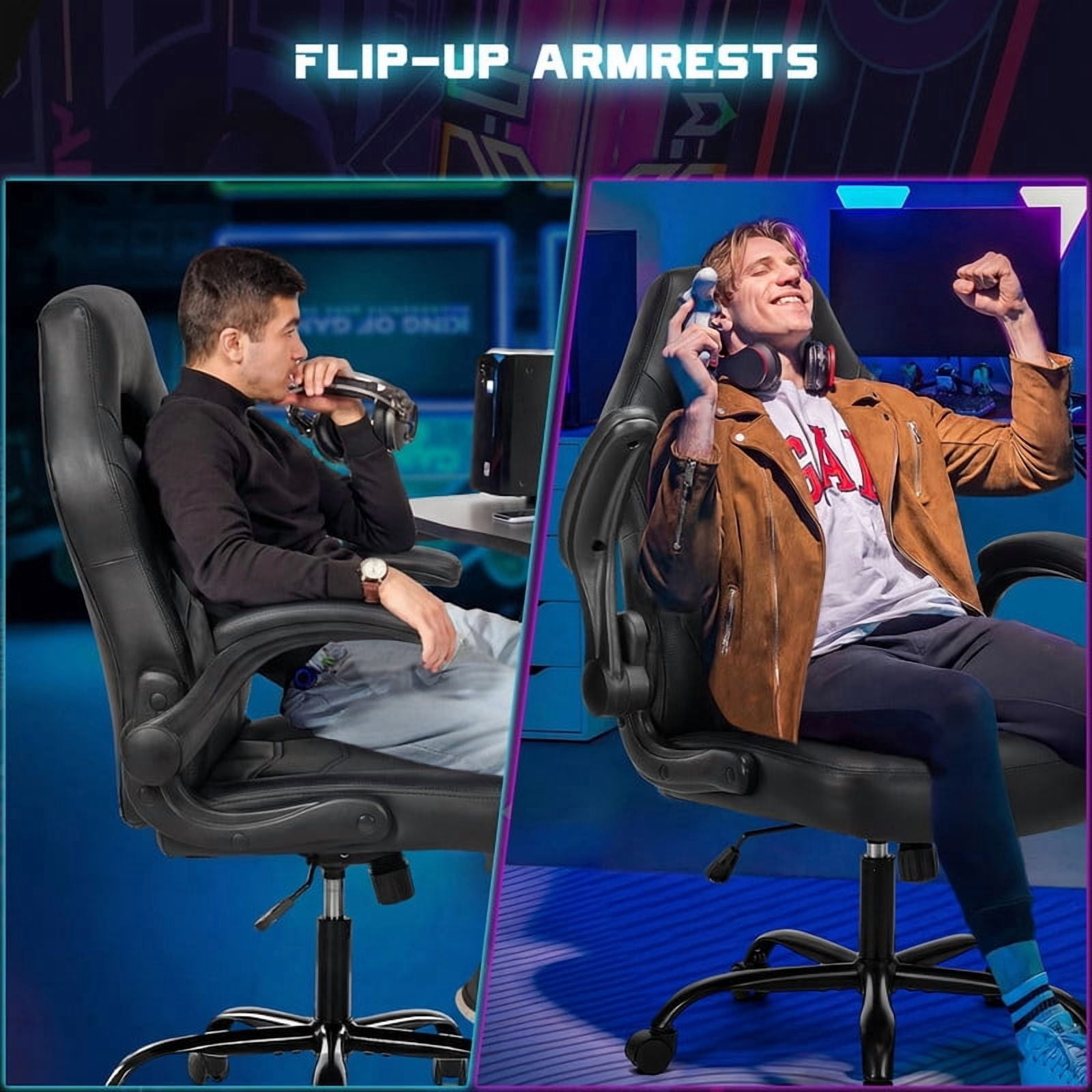 Gianna Ergonomic Computer Gaming Chair with Flip-up Armrest