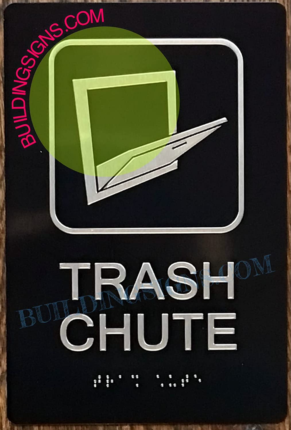 Trash Chute Sign -Braille Sign with Raised Tactile Graphics and Letters ...