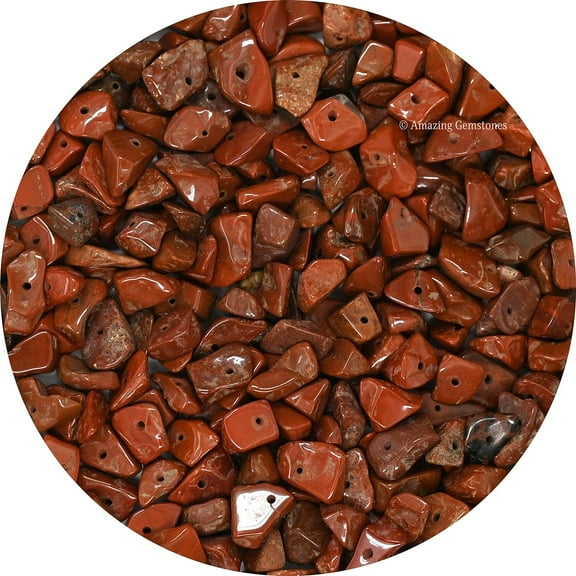 Red Jasper Crystal Chips - Healing Crystals Tumbled Chips Gemstone Beads (1000  Carat, Drilled)
