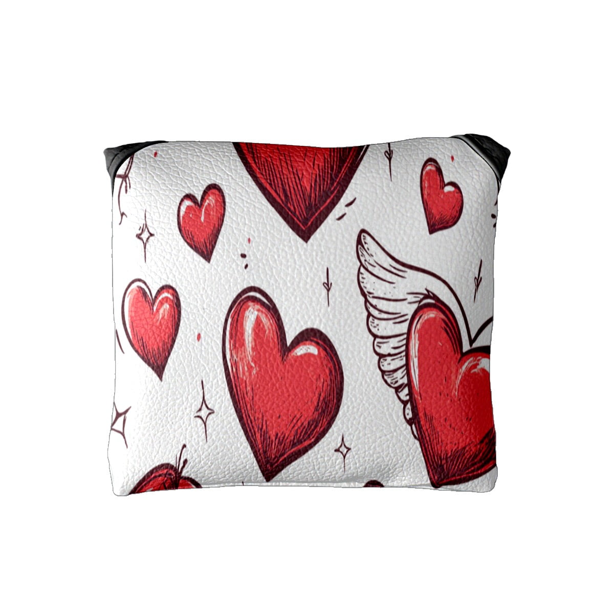 Golf Mallet Putter Cover Premium Leather Waterproof Golf Putter Head Cover with Magnetic Closure Hand-painted Love Heart