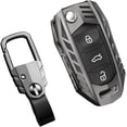 thumbnail image 1 of Zinc Alloy Key Fob Cover,Keychain,Full Protection Car Key Case for Volkswagen Jetta Golf GTI Tiguan Rabbit R32 Passat EOS CC Beetle MK6 Santana MK5 Polo VW Keyshell Accessories,Gun Color, 1 of 9