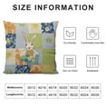 thumbnail image 5 of Cartoon Flannel Fleece Pillow Cushion Cover, Patchwork Style Design Bunny Rabbit Flowers Stripes, Decorative Square Accent Pillow Case, Pale Green Slate Blue, 5 of 5
