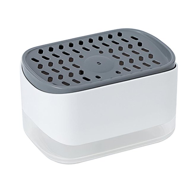 Inteprter Dispensador de líquido para fregar tipo prensa Dispensador de detergente eficiente Caja de jabón líquido de plástico Organizador de bomba de Suministros de limpieza para el hogar Inteprter HA015313-00