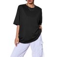 thumbnail image 2 of Camiseta Kinglaman de manga corta con cuello redondo y gran tamaño para mujer, 2 of 6