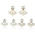 thumbnail image 4 of Grandest Birch Women Faux Pearl Star Rhinestone Ear Jacket Evening Party Earrings Jewelry Gift Alloy, Rhinestone, Faux Pearl Silve, 4 of 8