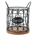 thumbnail image 2 of Coffee Pod Holder, Large Capacity Black Wire  Storage with Wooden Base, Stylish Coffee Capsule Organizer for Kitchen Countertop, Iron Log, 16.7cm Height, 2 of 7