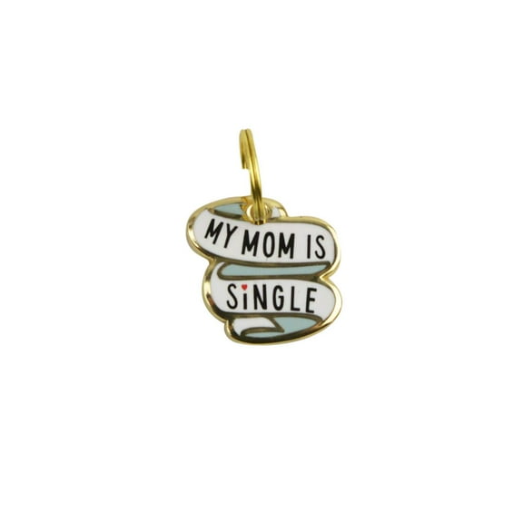 TG,LLC Treasure Gurus My Mom is Single Pet Charm Dog Tag Enamel Animal Collar ID Cat Pendant Gift