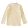 thumbnail image 4 of Mepaouo Boys Girls Long Sleeve Shirts Kids Turtleneck Pullover Toddler Basic Tees Tops T-Shirts Beige 2-3 Years, 4 of 5