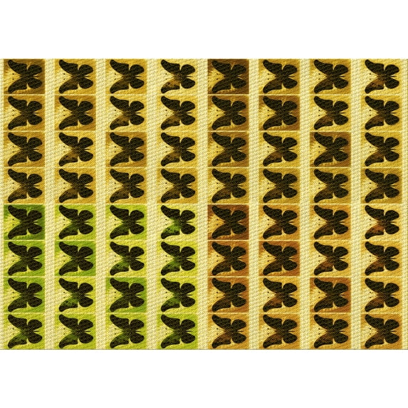 Ahgly Company Indoor Rectangle Patterned Bold Yellow Area Rugs, 7' x 10'