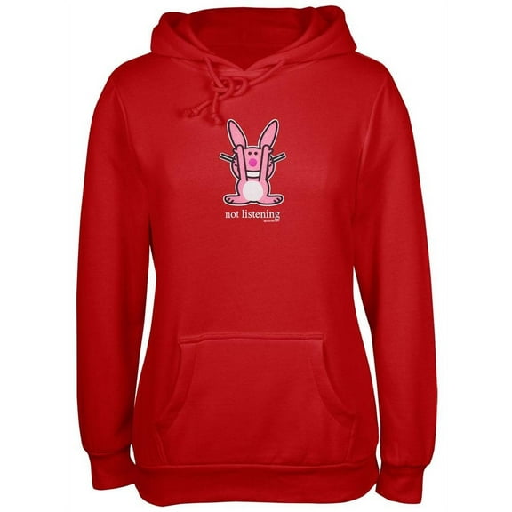 Happy Bunny - Not Listening Red Ladies Hoodie - Small