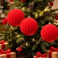 thumbnail image 2 of 6 Inch Velvet Christmas Balls, Velvet Xmas Tree Ornaments Balls Decorations Hanging Flocked Ornaments for Christmas Tree Home Garland Holiday Party Decor (Red, 1Pc), 2 of 6