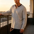 thumbnail image 3 of CFLVAEK Striped Sweatshirts for Men Big and Tall Notch V Neck Pullovers Fashion Fall Long Sleeve Sweatshirt White XXXL, 3 of 6