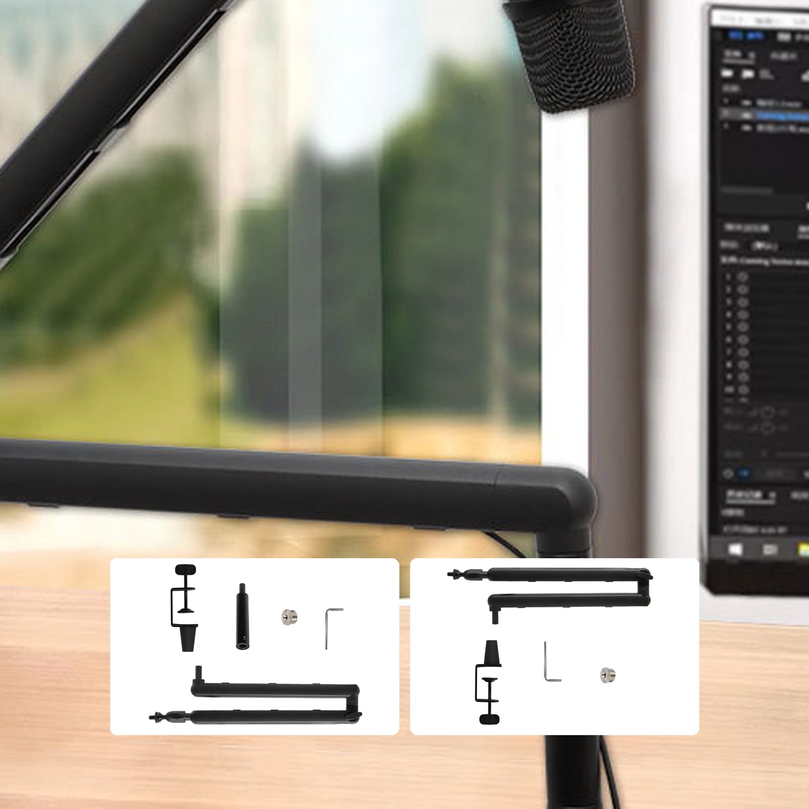 Adjustable Metal Microphone Boom Arm Stand Foldable Design For Studio Recording Live Broadcast Voice Chatting