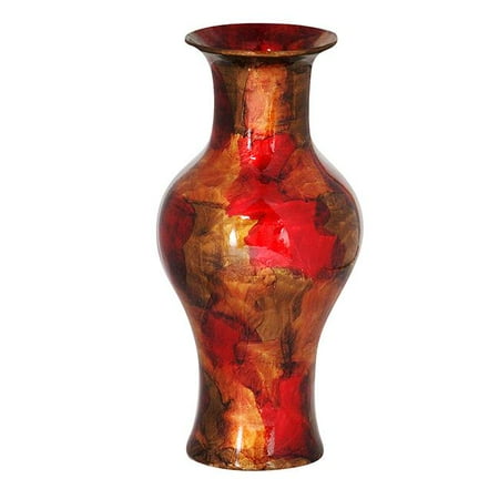 Heather Ann Creations W1298-06 Kate 18 in. Foiled & Lacquered Ceramic Vase - Copper, Red & Gold