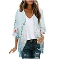 thumbnail image 3 of Feancey Women Kimono Cardigans Lightweight Open Front Casual Summer Tops Chiffon Beach Swimsuit Cover up Resort Wear Clearance Today Prime! Multicolor L, 3 of 6