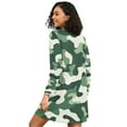 thumbnail image 2 of FORMRS Womens Long Sleeve Nightgowns Crew Neck Sleep Shirt Soft Pajamas Sizes S-3XL, Light Green Camouflage Design, 2 of 8