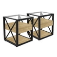 thumbnail image 3 of Tcbosik Set of 2 Modern End Tables with Storage, Modern Side Table with Drawer and Shelf, Nightstand with Glass Top for Small Space, Home Office, Easy Assembly, Natural, 3 of 9