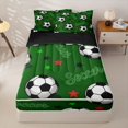 thumbnail image 3 of Homewish Soccer Stars Print Zipper Full Size Comforter Sets with Fitted Sheet and 2 Pillowcases for Teens Girls,Sport Gaming Zipper Bedding Set,4pcs,Black Reversible, 3 of 6