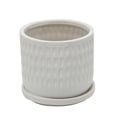 thumbnail image 2 of Sagebrook Home Set Of 2 5/6" Dimpled Planters With Saucer, White, Round, Ceramic, Contemporary, 5"H, Dimpled, 2 of 4
