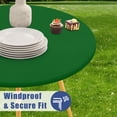 thumbnail image 4 of decorUhome Round Stretch Spandex Tablecloth, Washable Reusable Table Cover for 36"-44" Tables, Waterproof Fitted Table Cloth for Party, Picnic, Emerald Green, 4 of 10