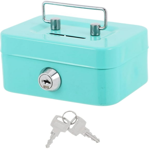 Cash Box With Money Tray And Lock-- Locking Steel Medium Cash Box with Removable Coin Tray and Key Lock,Small Cash Storage Box with Lockable Cover(Green)
