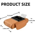 thumbnail image 3 of Multifunctional Pu Leather Car Armrest, PU Leather Center Console Cover Cushion, Armrest Storage Box Pad with Phone & Tissue Holder for Most Cars, 3 of 10
