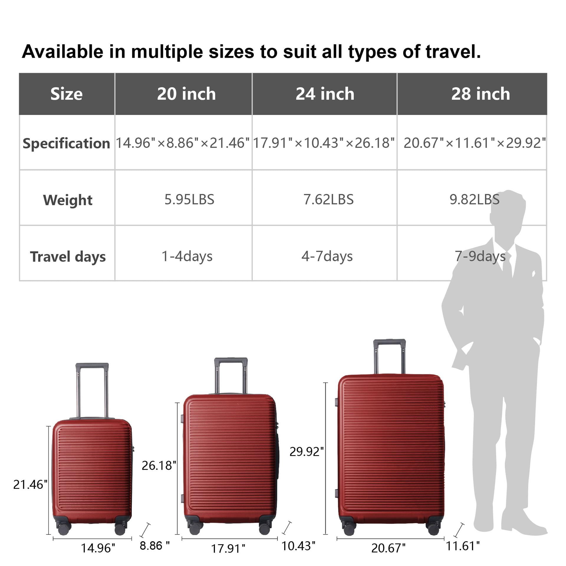 3-Piece Hardshell Luggage Set with TSA Lock, Lightweight ABS Spinner Suitcases (20/24/28in)