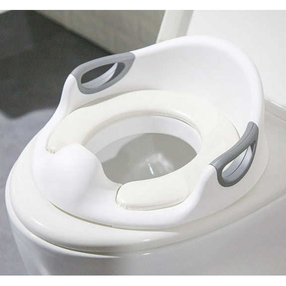 Potty Trainer Toilet Seat for Kids - Adjustable Security Levers, Cushioned Handles & Backrest, Anti-Slip - White