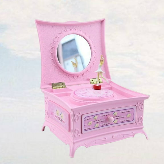 SHOWERORO 1Set Travel Jewelry Case Pink Rectangular Plays Music for Little Girls Elegant Storage Solution