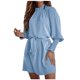 thumbnail image 1 of Vestido informal de manga larga con cuello redondo y manga acampanada con correas sueltas para mujer Fridja  yut1719, 1 of 8