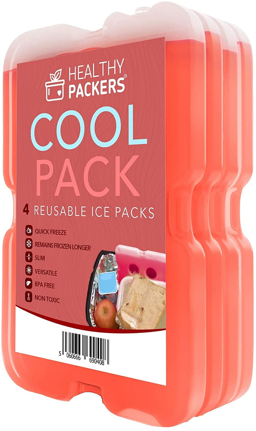 4x Reusable Slim Ice Packs for Lunch Boxes Coolers Freezer Chillers Food Storage 