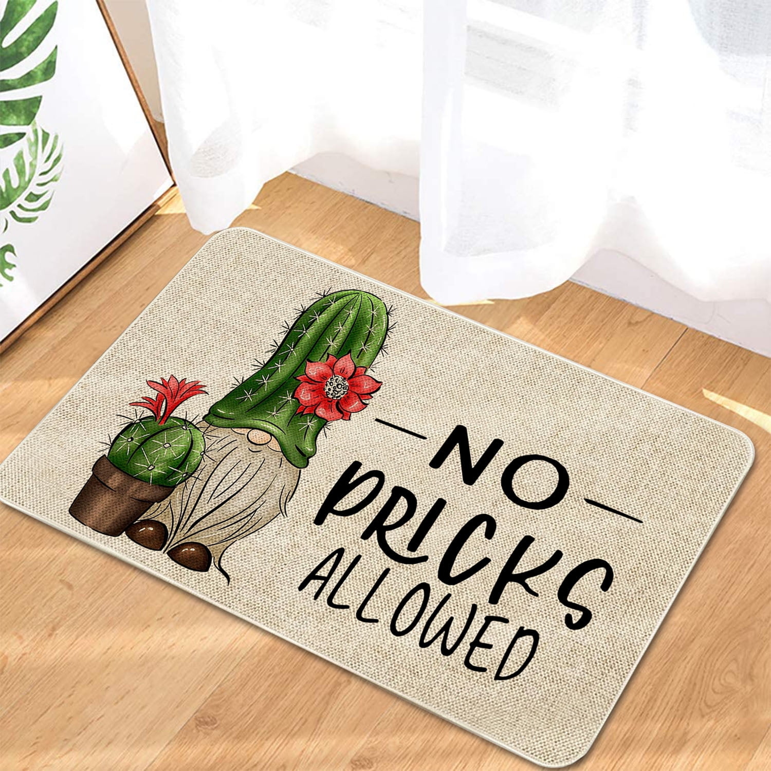 Spring Summer Door Mat 30 X 17 Inch No Picks Allowed Cactus Doormat Indoor Outdoor Entrance Funny Floor Mat Non Slip Summer Decor Rubber Welcome Mats