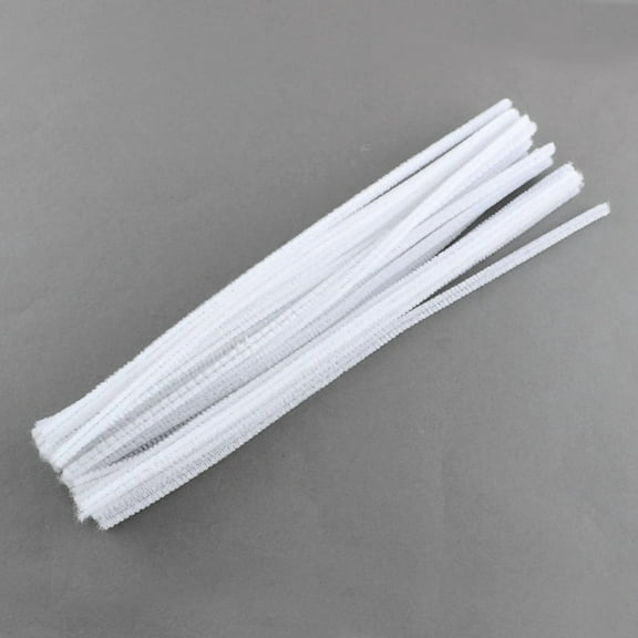 Round Pipe Cleaner Chenille Stick with Iron Wire White 300x5mm