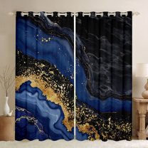 jejeloiu Modern Fluid Artwork Black Out Curtains,Marble Pattern Curtains Pack of 2 (42x63 Each),Gold Sequin Print Bedroom Curtains For Teens,Microfiber Bedroom Decor