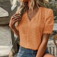 thumbnail image 5 of Beach Vacation Clothes for Women, Womens Shirts, Trendy Women Blouses Embroidered V Neck Short Sleeve Shirts Casual Elegant Tunic Tops for Everyday Wear, 5 of 8