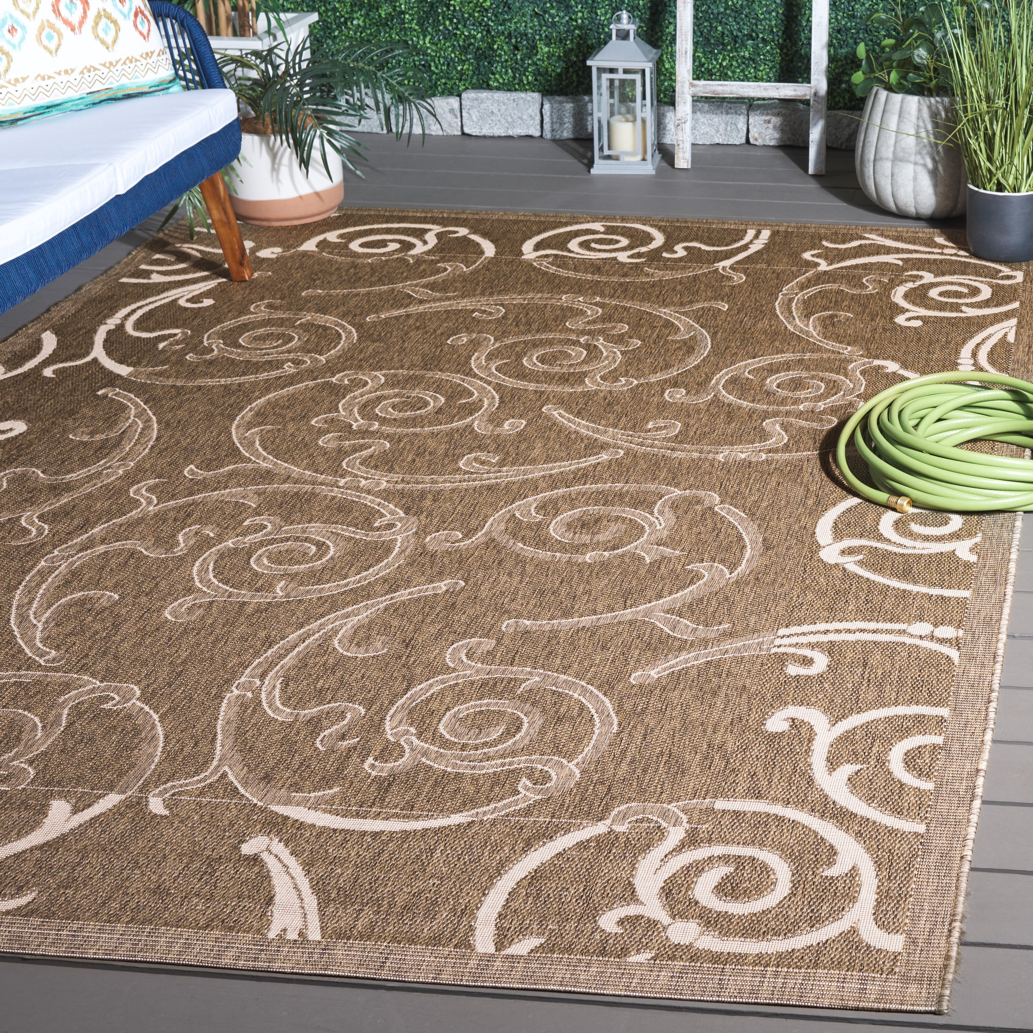 Safavieh Courtyard Daniel Oriental Indoor/Outdoor Area Rug, Brown/Natural, 6'7" x 9'6"